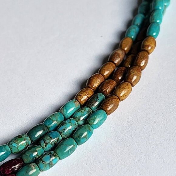 Genuine turquoise Southwestern beaded necklace - 18" - 925 SS - genuine stones - Picture 5 of 7
